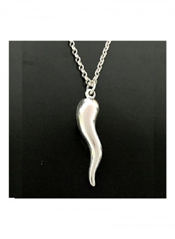925 Sterling Silver Italian Horn Pendant Necklace