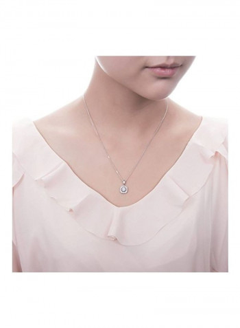 Rhodium Plated 925 Sterling Silver Cubic Zirconia Studded Pendant Necklace