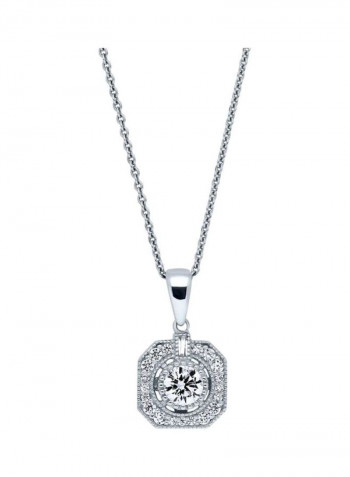 Rhodium Plated 925 Sterling Silver Cubic Zirconia Studded Pendant Necklace