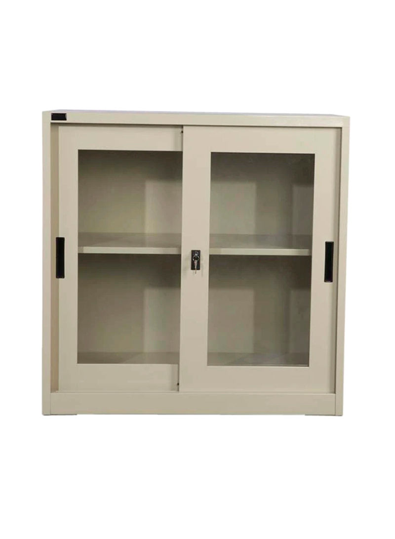 Glass Sliding File Cabinet Beige 91.4x91.4x46.3centimeter