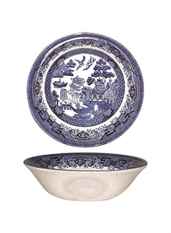 6-Piece Oatmeal Bowl White/Blue 6inch