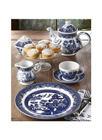 6-Piece Oatmeal Bowl White/Blue 6inch