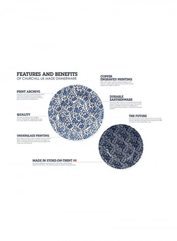 6-Piece Oatmeal Bowl White/Blue 6inch