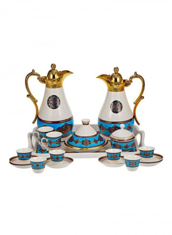 25-Piece Tea Set White/Gold/Blue ‎26.8x64.6x50.4cm