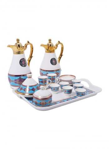 25-Piece Tea Set White/Gold/Blue ‎26.8x64.6x50.4cm