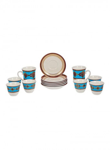 25-Piece Tea Set White/Gold/Blue ‎26.8x64.6x50.4cm