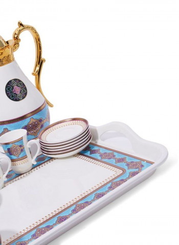 25-Piece Tea Set White/Gold/Blue ‎26.8x64.6x50.4cm