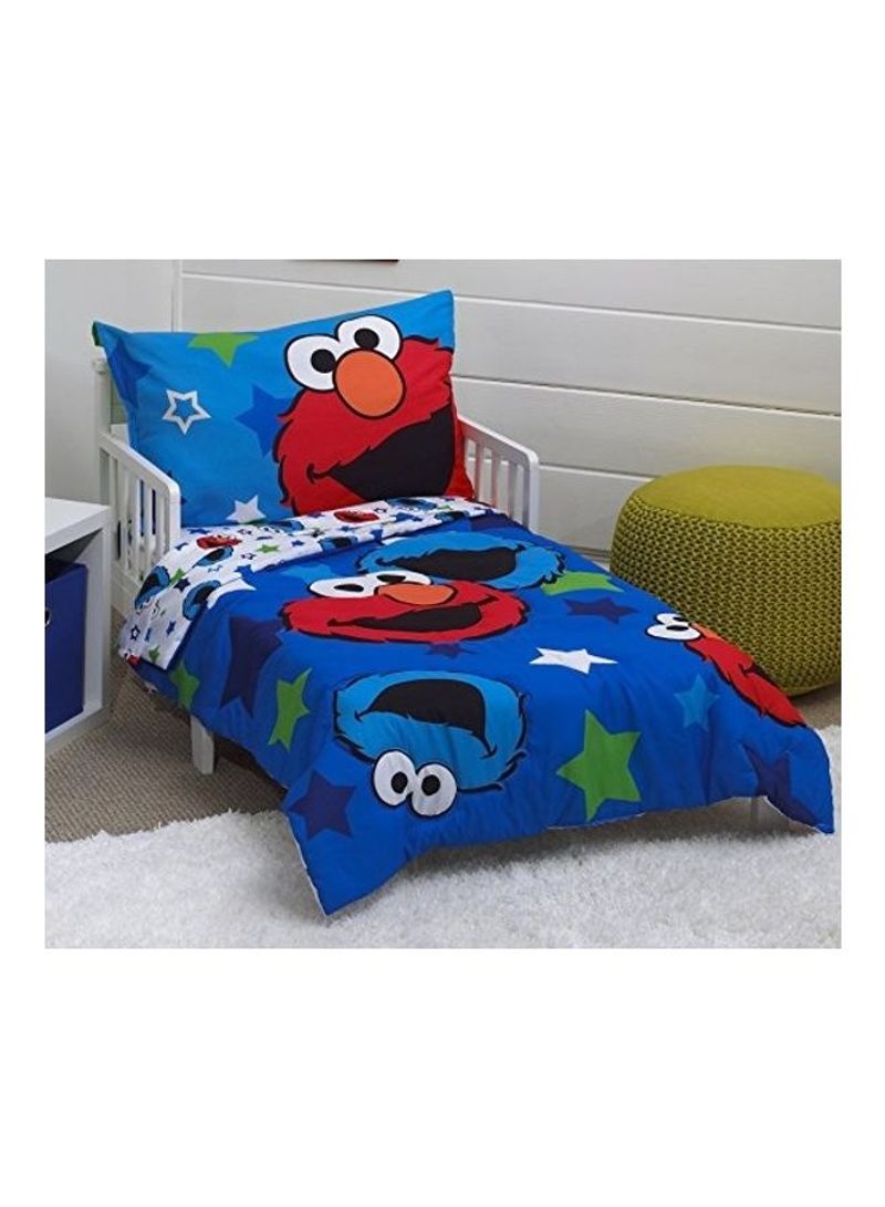 4-Piece Elmo Cookie Printed Toddler Bed Set