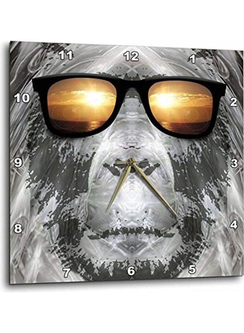 Sasquatch Is Pictured In Style Wearing Sunglasses Wall Clock Multicolour 10x10inch