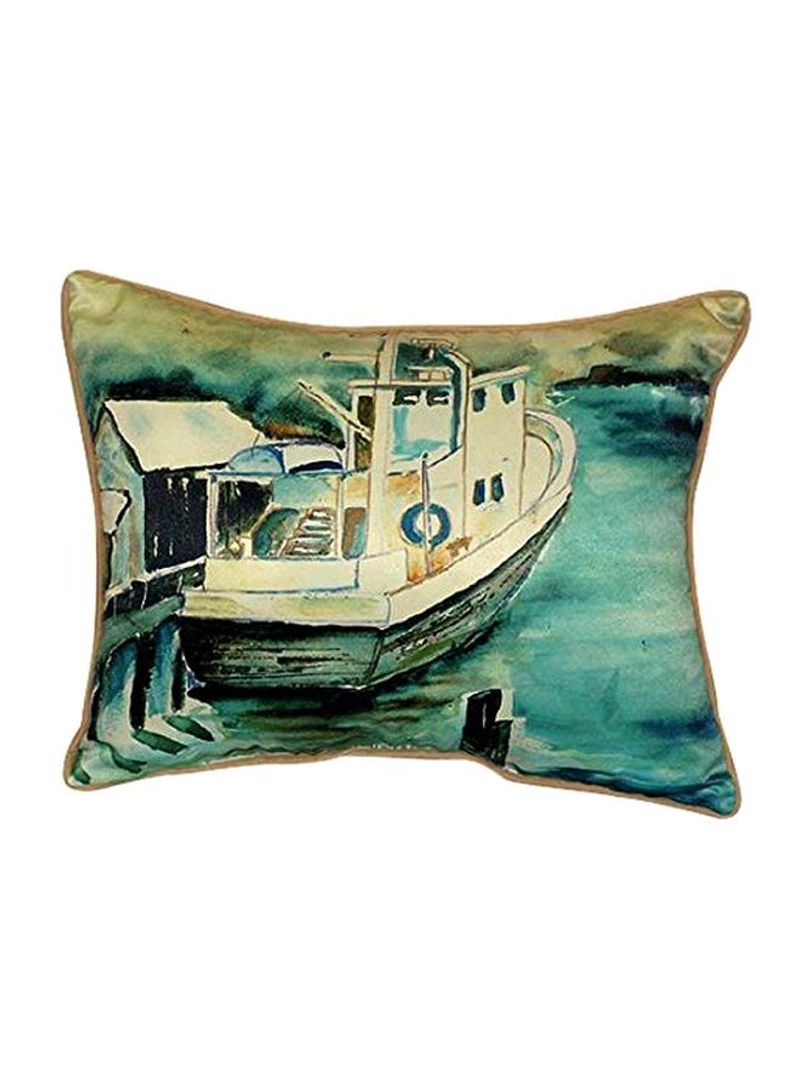 Oyster Boat Printed Throw Pillow White/Blue/Black 16x20inch