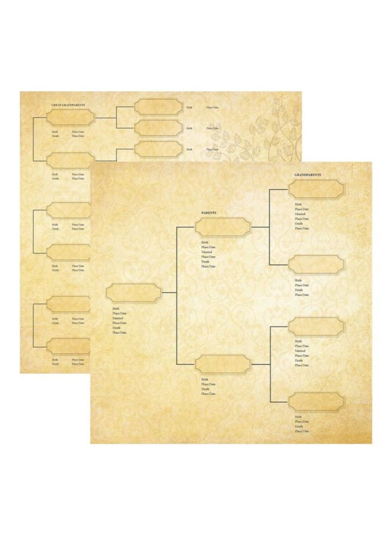 25-Piece Family Tree Double Sided Cardstock Sheet Brown