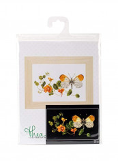 Butterfly-Nasturtium On Aida Cross Stitch Kit Multicolour
