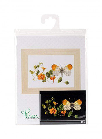 Butterfly-Nasturtium On Aida Cross Stitch Kit Multicolour