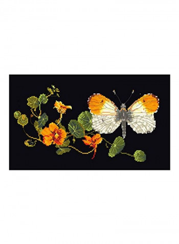 Butterfly-Nasturtium On Aida Cross Stitch Kit Multicolour