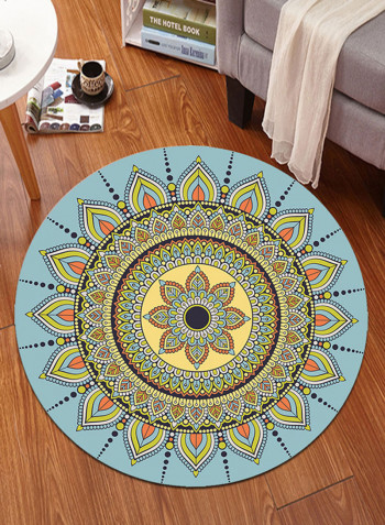 Floral Pattern Anti-Slip Floor Mat Multicolour 80x80centimeter