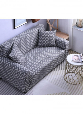 3D Knitting Flowers Pattern Sofa Slipcover Grey/White 90x140centimeter