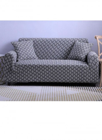 3D Knitting Flowers Pattern Sofa Slipcover Grey/White 90x140centimeter