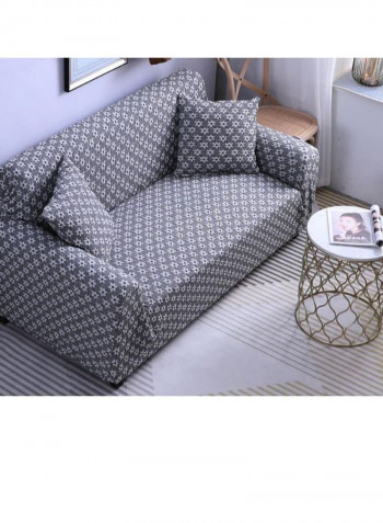 3D Knitting Flowers Pattern Sofa Slipcover Grey/White 90x140centimeter