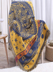 Constellation Pattern Double Sided Crocheting Sofa Slipcover Blue/Yellow/Orange
