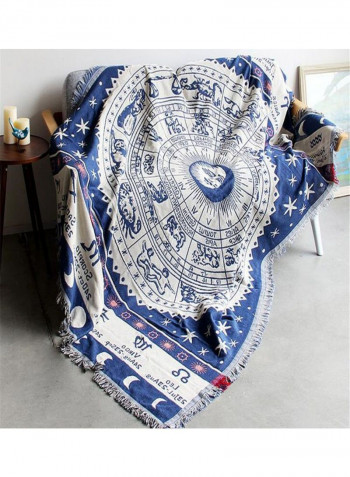 Double Sided Crocheting Knitted Sofa Towel Slipcover Blue/White