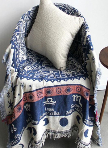 Double Sided Crocheting Knitted Sofa Towel Slipcover Blue/White