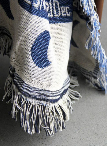 Double Sided Crocheting Knitted Sofa Towel Slipcover Blue/White