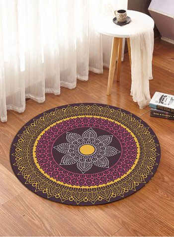Ethnic Floral Printed Anti-Skid Living Room Floor Mat Multicolour 80 x 80centimeter