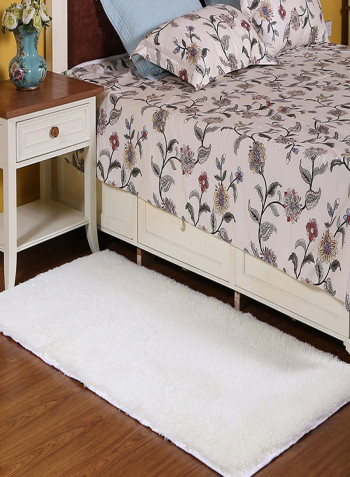 Fluffy Design Anti-Skid Living Room Mat White 80 x 120centimeter