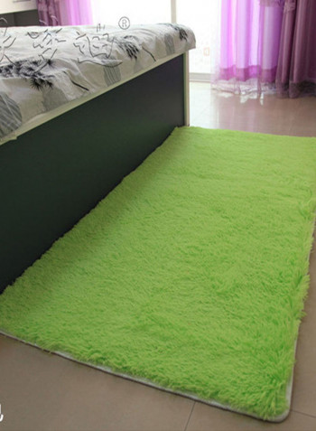 Fluffy Design Anti-Skid Bedroom Mat Green 80 x 120centimeter