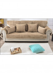 Elegant Plaid Sofa Cushion Slipcover Brown 110 x 210centimeter