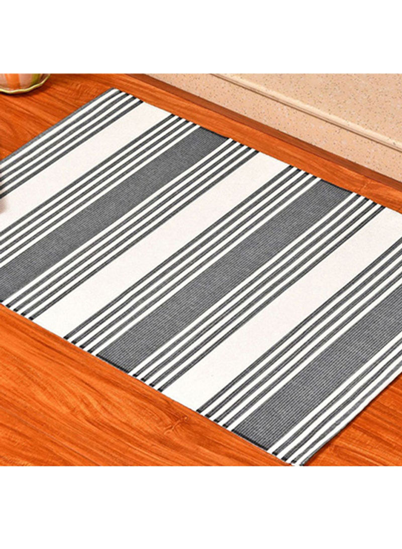 Stripped Pattern Anti-Skid Doormat White/Grey 90 x 150centimeter