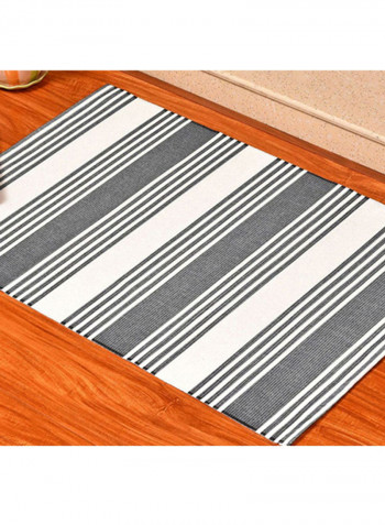 Stripped Pattern Anti-Skid Doormat White/Grey 90 x 150centimeter