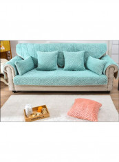 Elegant Plaid Pattern Sofa Slipcover Blue