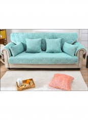 Elegant Plaid Pattern Sofa Slipcover Blue