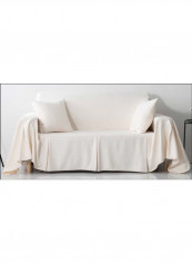 European Style Solid Pattern Sofa Slipcover White 210x350centimeter