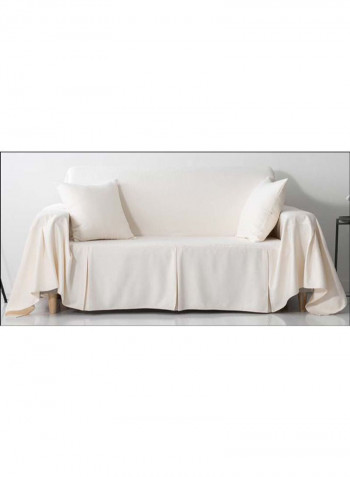 European Style Solid Pattern Sofa Slipcover White 210x350centimeter