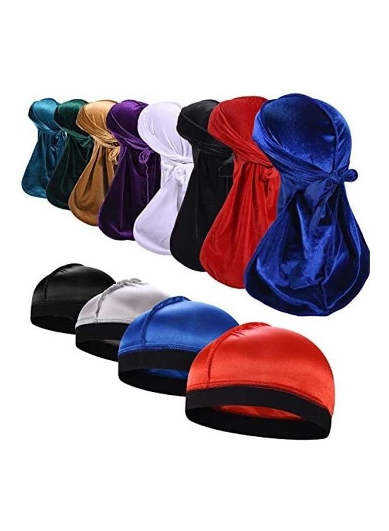 8 Piece Silky Velvet Durags With 4 Wave Cap Pack multicolour 38inch