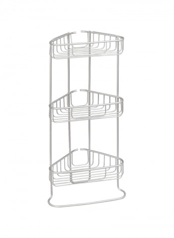 Aluminum 3-Tier  Bath Storage Shelf Silver 27.94x17.78x65.02centimeter