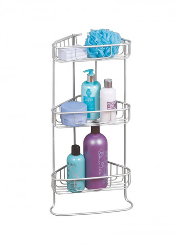 Aluminum 3-Tier  Bath Storage Shelf Silver 27.94x17.78x65.02centimeter