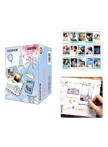 30-Sheet Instant Film Photography Paper For Instax Mini Camera Series 86x54millimeter White/Sky Blue/Pink