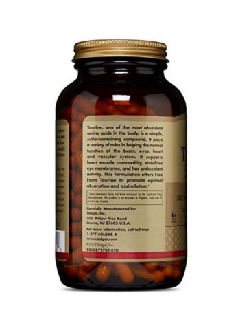 Taurine 500mg - 250 Vegetable Capsules