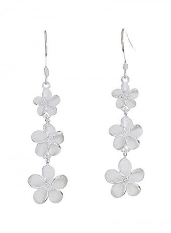 925 Sterling Silver Plumeria Design Earrings