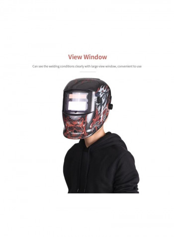 Solar Power Auto Darkening Welding Helmet Black/Red/Grey 33.5x23.9x24.6centimeter