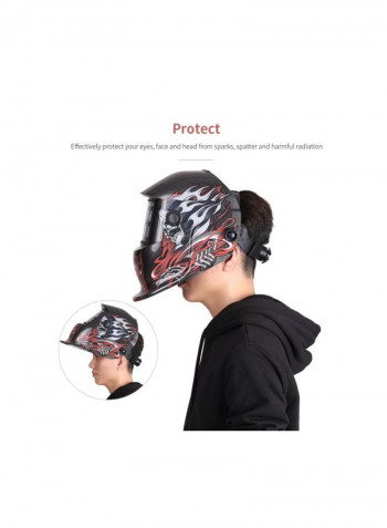 Solar Power Auto Darkening Welding Helmet Black/Red/Grey 33.5x23.9x24.6centimeter
