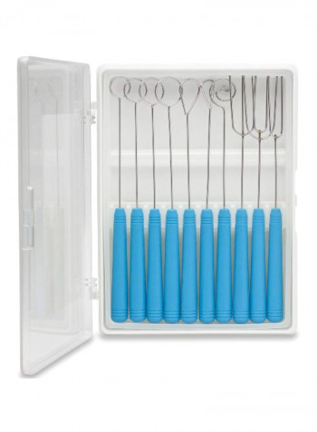 10-Piece Dipping Tool Set Silver/Blue 9x6x1inch