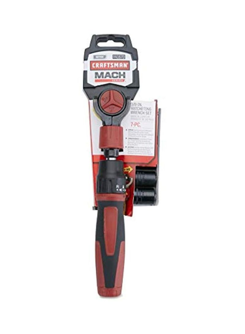 7-Piece Mach Socket Wrench Set Red/Black 9.5millimeter