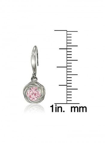 925 Sterling Silver Cubic Zirconia Studded Knot Shaped Dangle Earring