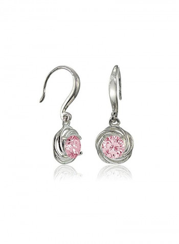 925 Sterling Silver Cubic Zirconia Studded Knot Shaped Dangle Earring