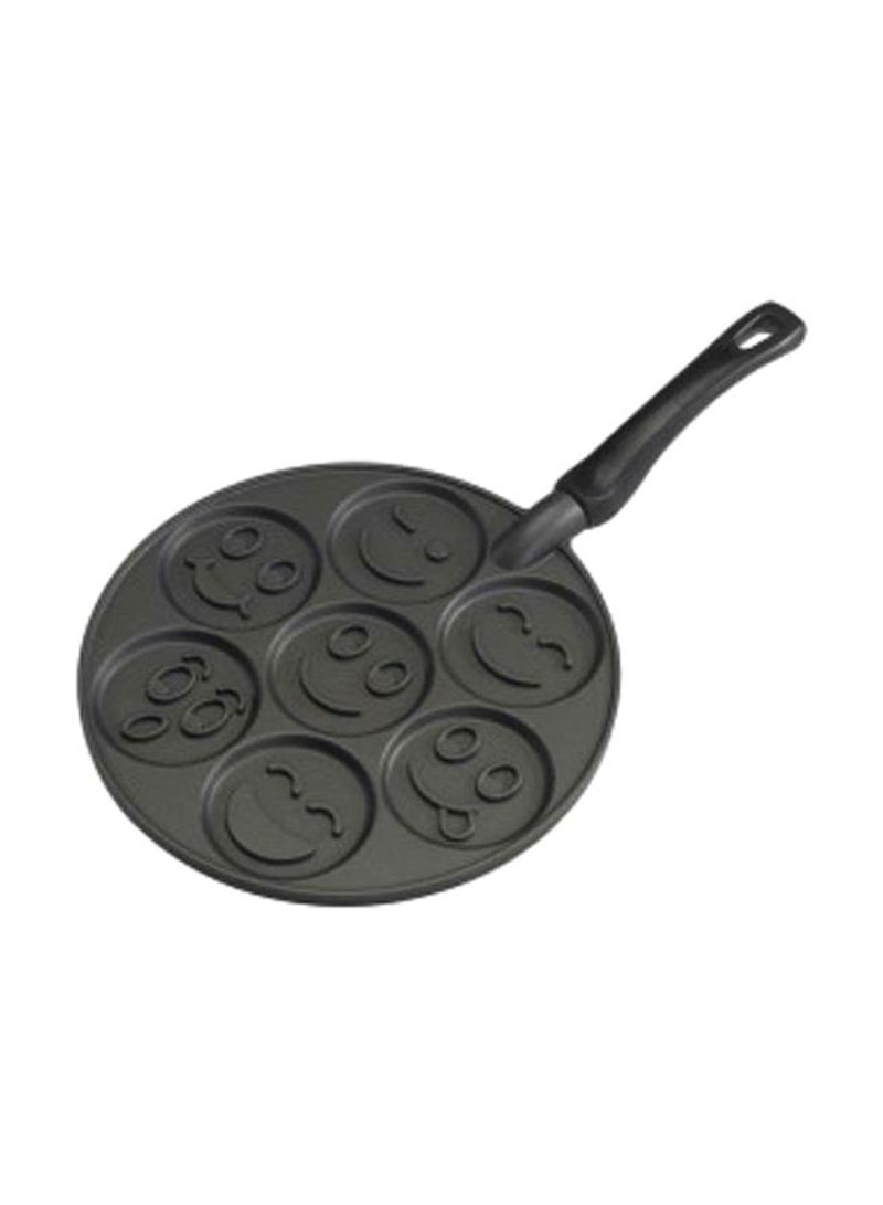 Smiley Face Pancake Pan Black 3.13x3.13x0.25inch