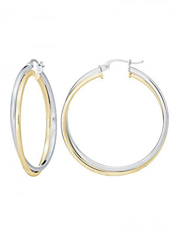 Sterling Silver Two Tone Round Hoop Earrings